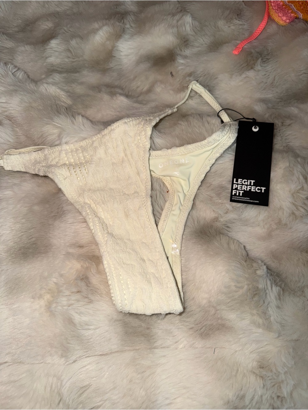 One One Swim Cream Textured Bikini Bottom - Legit Perfect Fit